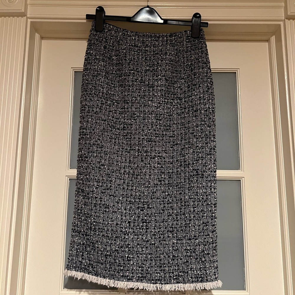 Elegant Blue and Cream Tweed Skirt